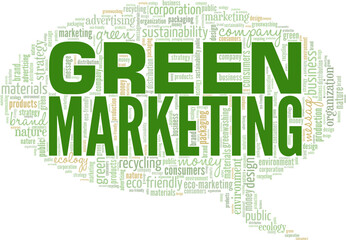 Green Marketing word cloud conceptual design isolated on white background.