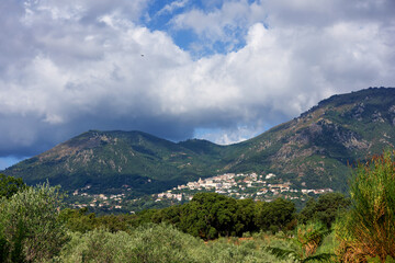 Fototapeta premium Cervione city in the eastern coast of Corsica island