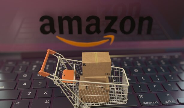 amazon and e-commerce and market cart, e-commerce image