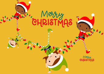 Fototapeta premium christmas pattern with santa's elves