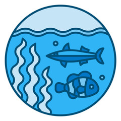 marine animals blue line icon