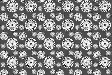 Seamless rotary repeat textile design for fabric print and tile backgrounds. Black&White mandala seamless. Seamless pattern.