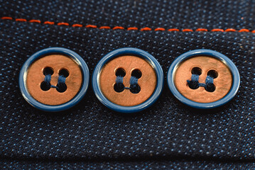 Buttons on the sleeve of a men's jacket. Close-up button