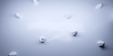 Top down, digitally generated 3D winter landscape. Moonlight hitting white snow covered trees.