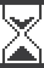 Hourglass icon in retro pixel style. Black cursor
