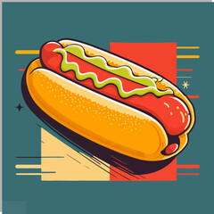 hot dog delicious fast food vector Illustration Logo Badges for poster