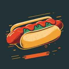 hot dog delicious fast food vector Illustration Logo Badges for poster