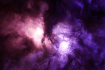 Closeup of a pink and purple nebula in the galaxy - 3D render