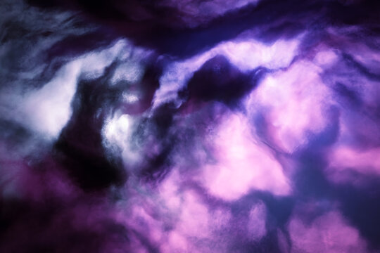 Closeup of a blue and purple nebula in the galaxy - 3D render