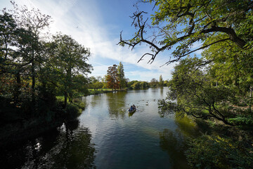 Boat on the lake of Vincennes woods in Paris