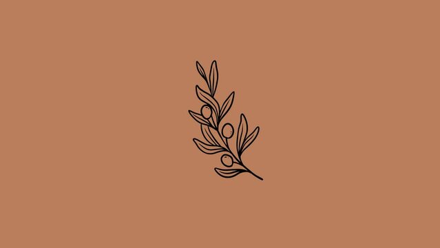 Olive animation for vintage style. Smooth moving flowers for an animated look of logos and text copy space