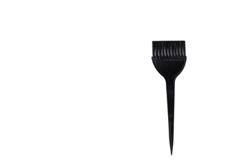 Professional hairdresser's accessories. Hair coloring brush on white background. Hair extensions, materials and cosmetics, hair care, wig. Hairstyle, haircut in salon