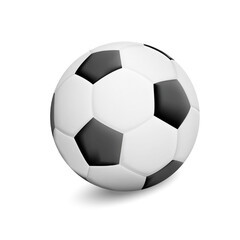 Vector realistic, 3D soccer ball with shadow isolated on white background. Football sport symbol illustration.