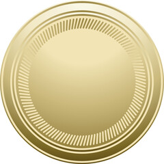 Round golden medal mockup. Award blank sign