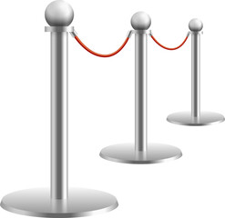 Red rope barrier mockup. Realistic luxury event