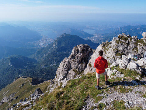 hiker on the top of the southern Grigna