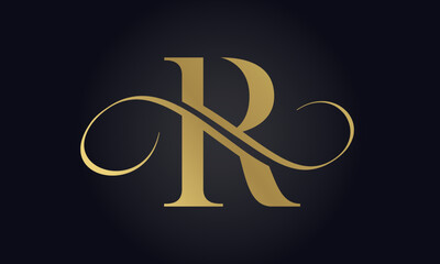 Luxury Letter R Logo Template In Gold Color. Initial Luxury R Letter Logo Design. Beautiful Logotype Design For Luxury Company Branding.