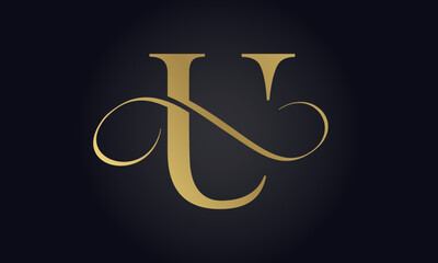 Luxury Letter U Logo Template In Gold Color. Initial Luxury U Letter Logo Design. Beautiful Logotype Design For Luxury Company Branding.