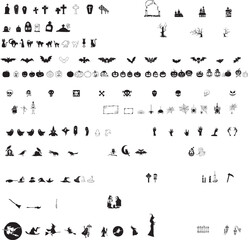 Set of 400 silhouettes of Halloween on a white background. Vector illustration