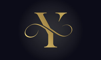Luxury Letter Y Logo Template In Gold Color. Initial Luxury Y Letter Logo Design. Beautiful Logotype Design For Luxury Company Branding.