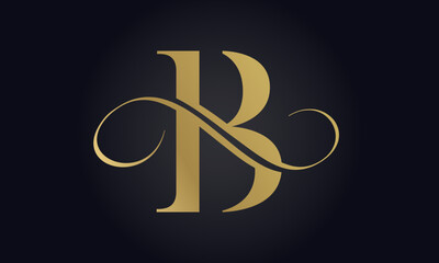 Luxury Letter B Logo Template In Gold Color. Initial Luxury B Letter Logo Design. Beautiful Logotype Design For Luxury Company Branding.