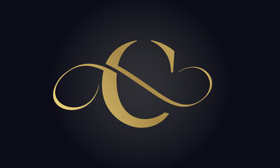Luxury Letter C Logo Template In Gold Color. Initial Luxury c Letter Logo Design. Beautiful Logotype Design For Luxury Company Branding.