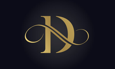 Luxury Letter D Logo Template In Gold Color. Initial Luxury D Letter Logo Design. Beautiful Logotype Design For Luxury Company Branding.