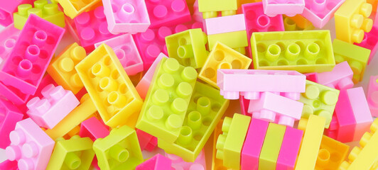 Plastic blocks toy isolate on white background