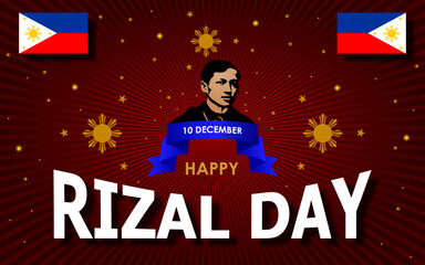 Happy Rizal Day greeting card. December 30, vector illustration for greeting banner, poster etc.