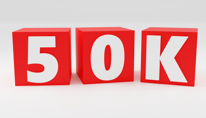 Sign 50k online internet media blog followers 3D render illustration