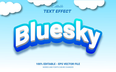 blue sky editable 3d text effect