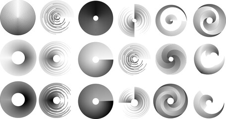  Lines in Circle Form . Spiral Vector Illustration .Technology round Logo . Design element . Abstract Geometric shape . Striped border frame for image