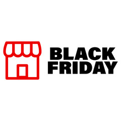 Black Friday label with store icon for e commerce and retail design promotion