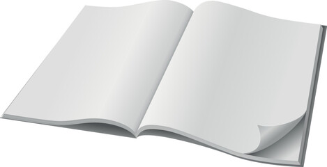 Open blank magazine mockup. White book pages