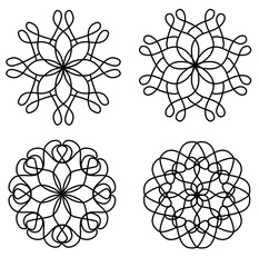 decorative mandala flower pattern stars editable outline vector SVG line art