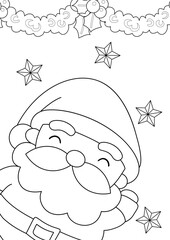 Christmas Santa Claus Coloring Pages A4 for Kids and Adult