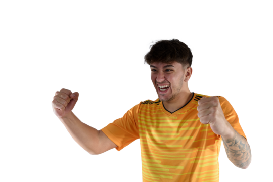 Successful soccer player wins the football match