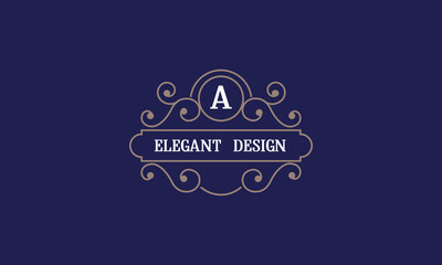 Elegant monogram template with initial A. Sign for restaurant, jewelry, boutique, cafe, hotel, heraldry.
