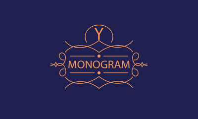 Luxury logo template with elegant ornament and letter Y. Business sign, monogram identity for restaurant, boutique, cafe, hotel, heraldic, jewelry, fashion, etc.