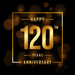 120th Anniversary. Anniversary template design with golden font for celebration events, weddings, invitations and greeting cards. Vector illustration