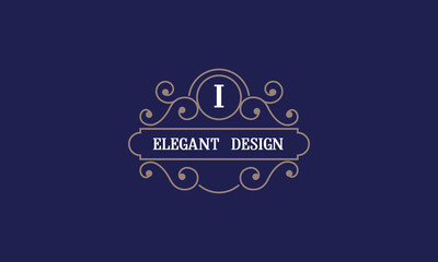Elegant monogram template with initial I. Sign for restaurant, jewelry, boutique, cafe, hotel, heraldry.