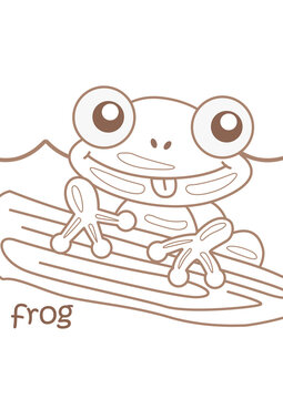 Alphabet F For Frog Coloring Pages A 4 for Kids and Adult 