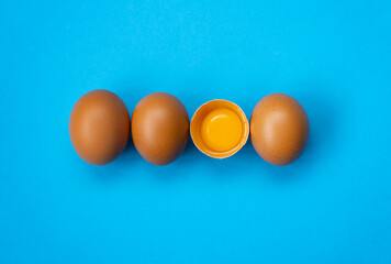 Brown Eggs and Egg Yolk on the Colorful Background, Easter Concept Top View Photo, Uskudar Istanbul, Turkey