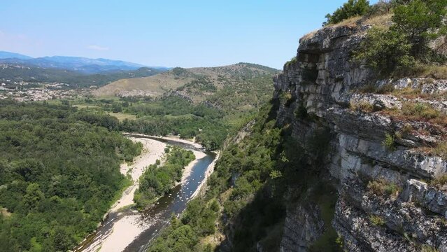 Cliff in Aubenas above the Ardeche river