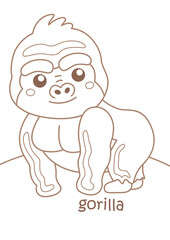 Obraz premium Alphabet G For Gorilla Coloring Pages A4 for Kids and Adult