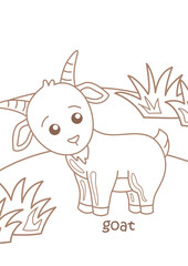 Alphabet G For Goat Coloring Pages A4 for Kids and Adult