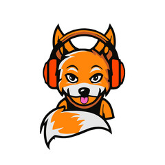 Fox with Headphone Mascot Vector