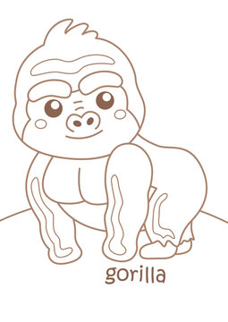 Alphabet G For Gorilla Coloring Pages A4 for Kids and Adult