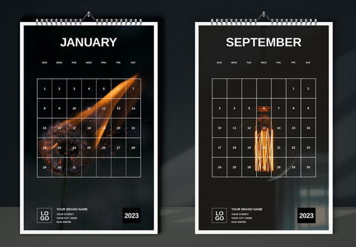 Dark Melancholia Wall Calendar 2023 Layout
