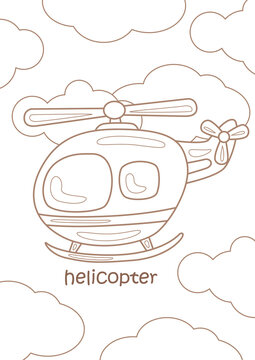 Alphabet H For Helicopter Coloring Pages A4 for Kids and Adult